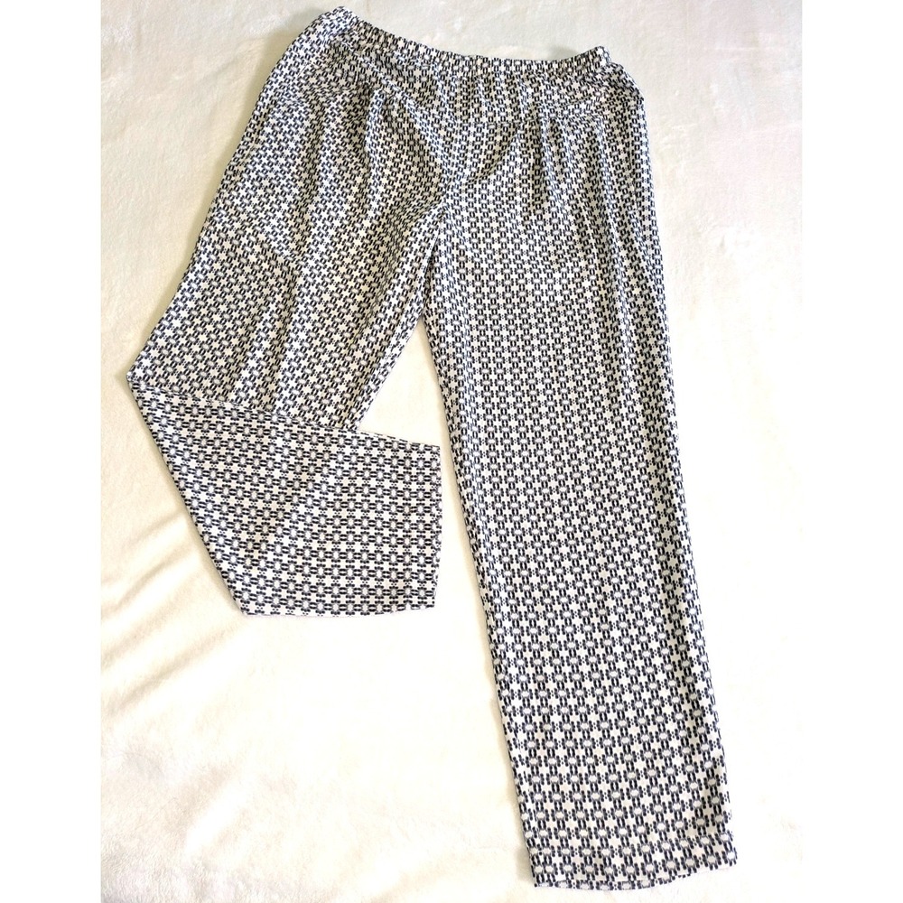 NYDJ Women's Size Small Pull On Pants Black White Geometric Print‎ Pockets